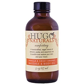 Hugo Naturals Massage and Body Oil, Vanilla and Sweet Orange, 4-Ounce Bottle