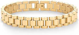 PAVOI 14K Gold Plated Chunky Watch Strap Chain Bracelet for Women | Waterproof Two Toned Mixed Metals Stainless Steel Timepiece Link Bracelet