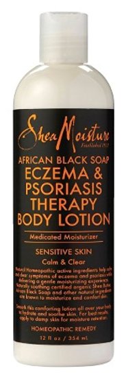 Shea Moisture African Black Soap Eczema Psoriasis Therapy Body Lotion Medicated for Sensitive Skin and Dry Skin 12 oz