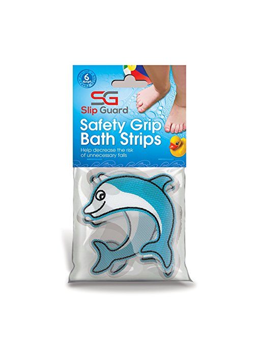 Non Slip Bathtub Stickers for Baby Bath Tub, 6 Pack, Soft & Safe Vinyl Dolphin