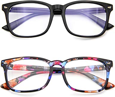 2 Pack Blue Light Blocking Glasses, Computer Reading/Gaming/TV/Phones Glasses for Women Men,Anti Eyestrain & UV Glare