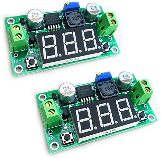 HiLetgo 2pcs LM2596 Adjustable DC-DC Step Down Buck Power Convert Module 4.0-40V Input to 1.25-37V Output with LED Voltmeter Display