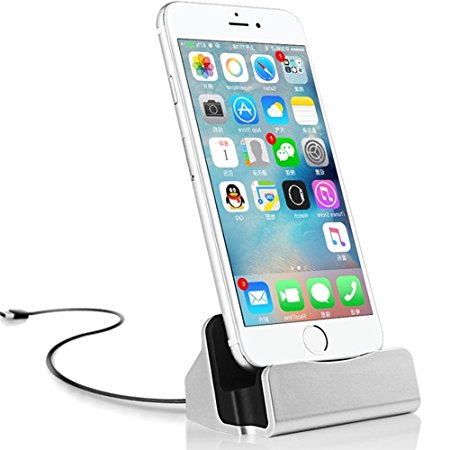 iPhone Charging Dock, Lazaga iPhone Desk Stand,Charge and Sync Stand for iPhone 7/7Plus iPhone 6/6Plus/6s iPhone 5/5Plus/5s ipad, iPhone docking Station (Silver)