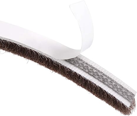 uxcell Brush Weather Stripping, Adhesive Felt Door Seal Strip Pile Weatherstrip Door Sweep Brush for Door Window 590.6Inch L X 0.2 Inch W(15000mm X 5mm) Brown