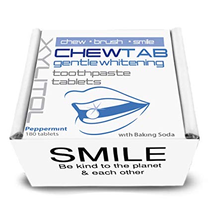 Chewtab Gentle Whitening Toothpaste Tablets with Baking Soda, Peppermint, Zero Waste Refill