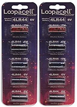 10 Pack 4LR44 / PX28A / L1325 / A544 / K28A / 476A 6V Alkaline Batteries for Dog Shock/Training Collars by Loopacell, 5 Count (Pack of 2)