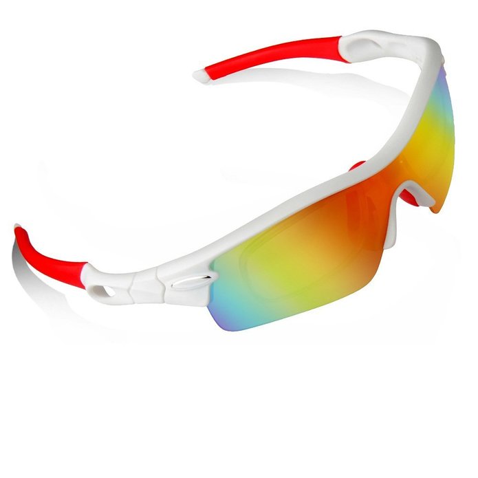 Poshei P03 Polarized Sports Sunglasses with 5 Set Interchangeable Lenses for Biking Fishing Running Driving Golf Baseball