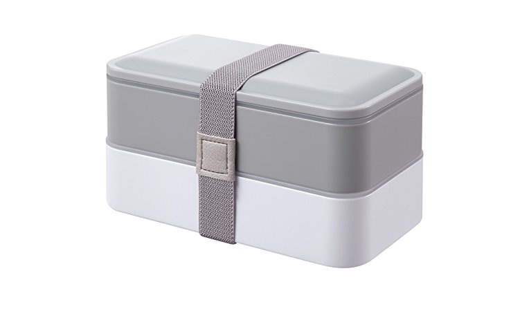 PuTwo Lunch Box Microwave Safe BPA-Free All-in-One Stackable Bento Box - Grey