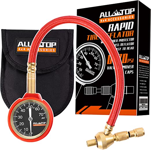 ALL-TOP 4x4 Rapid Tire Deflator Kit 0-70PSI Tire Pressure Gauge /Air Down Master/ for Offroad Tire of Jeep, Truck & ATV