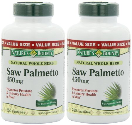 Nature's Bounty Natural Saw Palmetto 450mg, 500 Capsules (2 x 250 Count Bottles)