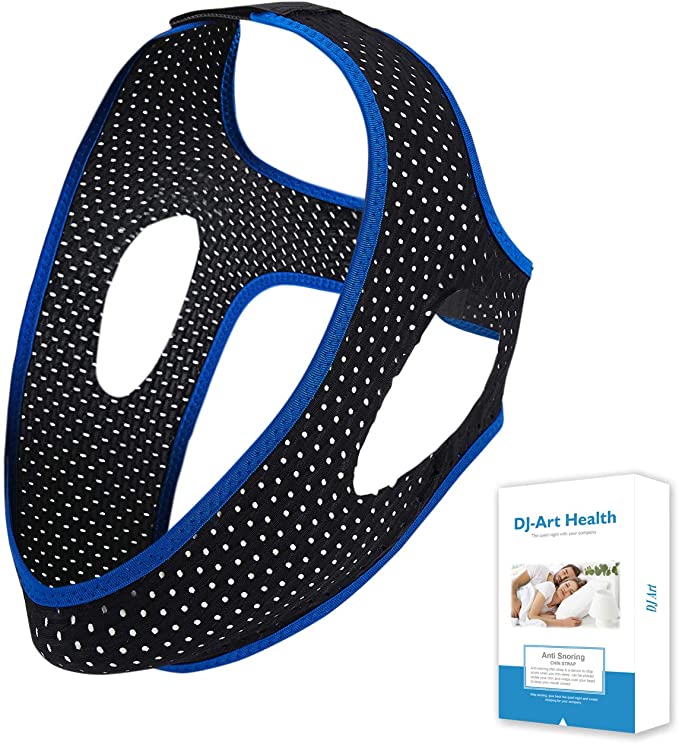 Chin Strap for CPAP Users - Comfortable Mesh Breathable Stop Snoring Solution Anti Snoring Chin Strap (Black & Blue)
