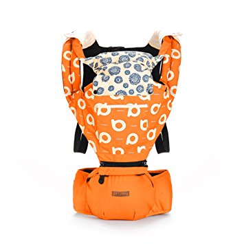 Vedar 100% Cotton Adjustable 360 Degree 4 in 1 Hip Seat Baby Carrier Infant Carrier Backpack Breathable Waist Stool Baby Sling/Orange