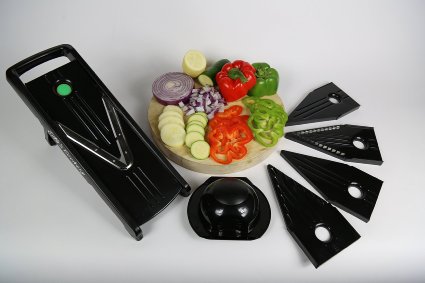 Ella's Cookery #1 Mandoline V Slicer - Vegetable Spiral Slicer, Fruit and Vegetable Slicer, Mandoline Slicer - Stainless Steel Blades The Ultimate Food Veggie Chopper Reduce Prepping Time in Half