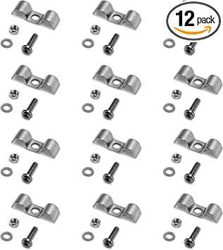 QWORK Stainless Steel Double Line Clamp, 12 Pack 3/8" Fuel Lines Clips with Mounting Screws