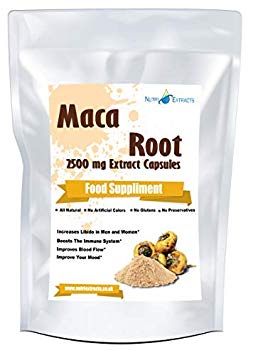 Maca Root Capsules Extract 2500mg 180 Capsules | High Strenght Capsules 10:1 Extract MACA Up to 6 Month's Supply | Libido in Men and Women Vegetarian & Vegans by NutriExtracts