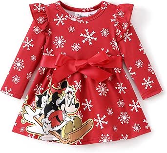 Disney Princess Cinderella Ariel Frozen Elsa Ruffle Sleeve Dress Minnie Mickey Mouse Clothes Baby to Toddler