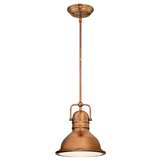 Westinghouse Lighting 63084A Boswell One-Light LED Indoor Mini Pendant, Washed Copper Finish with Frosted Prismatic Lens,