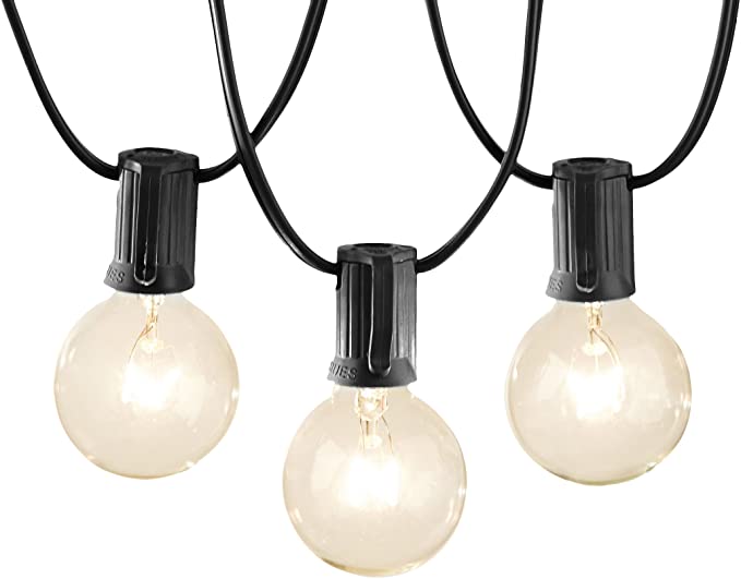 AmazonBasics PL100-25-BLK Patio String Light, 25 Feet, Black