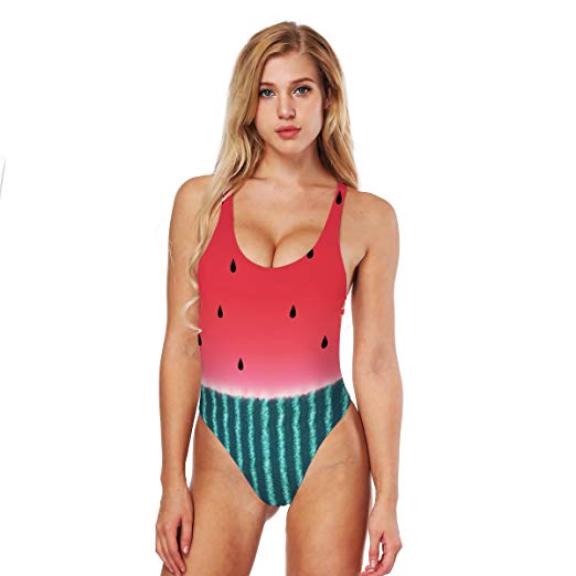 Women’s One Piece Backless 3D Print Funny Swimsuit Swimwear Monokini