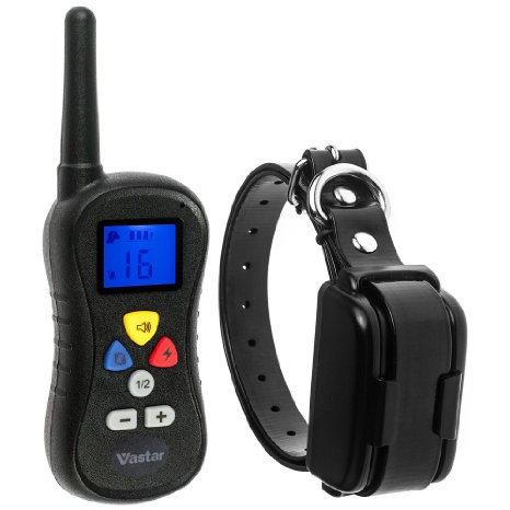 Vastar Premium Rechargeable Remote Control Dog Training Shock Collar with Safe Beep Vibration and Shock Electronic Electric Collar 330 Yard for Large and Medium Dog