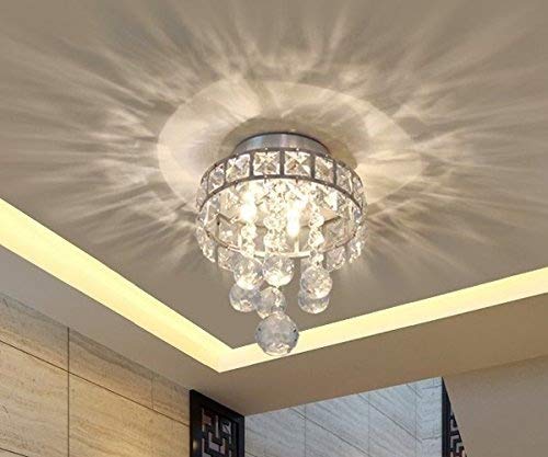 Mini Style 3-Light Chrome Finish Crystal Chandelier Pendent Light for Hallway,Bedroom,Kitchen,Kids Room,Bulb Included