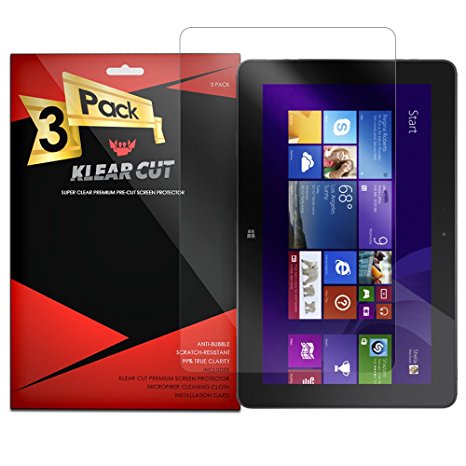 Klear Cut [3 Pack] – Screen Protector for Dell Venue 11 Pro – Lifetime Replacement Warranty - Anti-Bubble & Anti-Fingerprint High Definition (HD) Clear Premium PET Cover – Retail Packaging
