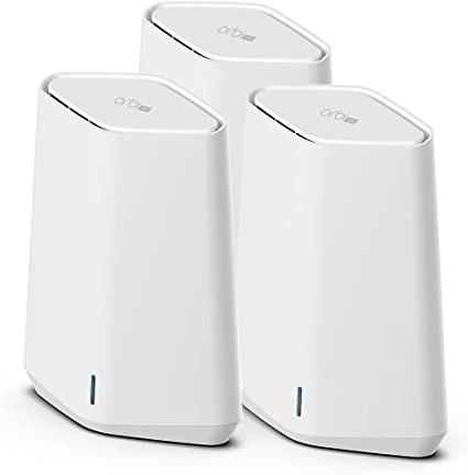 NETGEAR Orbi Pro WiFi 6 Mini Mesh System (SXK30B3) - Router with 2 Satellite Extenders for Home or Office | 4 SSIDs, VLAN, QoS | Coverage up to 6,000 sq. ft. and 40 Devices | AX1800 (Up to 1.8Gbps)