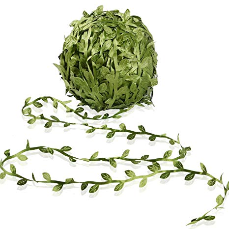 Artificial Vine Fake Leaves 265 Feet Artificial Leaf Garlands Fake Hanging Plants Fake Foliage Garland DIY for Wreath Party Wedding Wall Crafts Decor (Green)