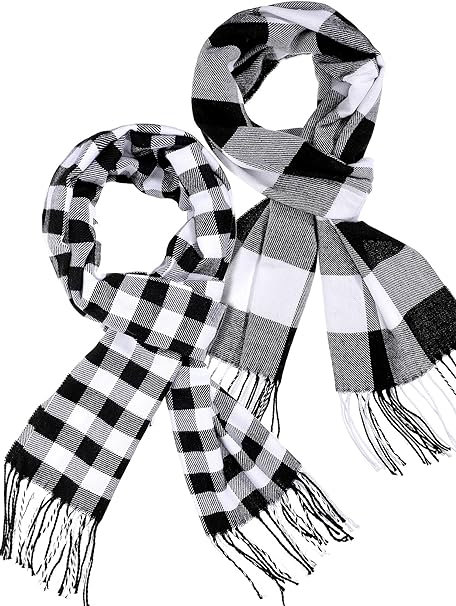 SATINIOR 2 Pieces Women Buffalo Plaid Scarf Winter Buffalo Check Scarves Warm Blanket Scarf Plaid Wrap Shawl