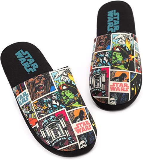 Star Wars Slippers Mens Adults Comic Slip-On Black House Shoes