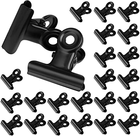 24 Pack Metal Bulldog Clips Hinge Clips,1.25 Inches Stainless Steel Bulldog Clips Round Clamps for Food Bags,Paper Organizers, Photo Wall Decoration, Art Crafts,Home and Office Supply