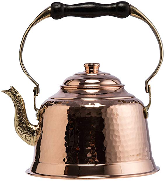 DEMMEX 2017 Heavy Gauge 1mm Thick Hammered Copper Tea Pot Kettle Stovetop Teapot (1.6-Quart)