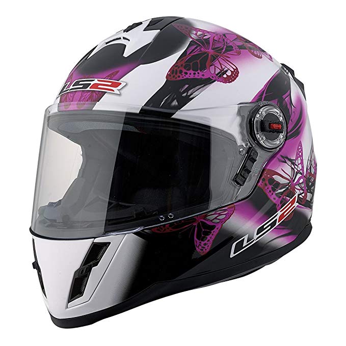 LS2 FF392 Junior Flutter Full Face Street Motorcycle Helmet (Pink/Black/White, Medium)