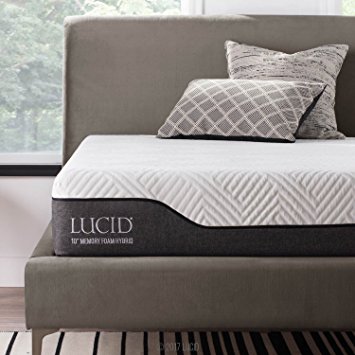 LUCID 10 Inch California King Hybrid Mattress - Bamboo Charcoal and Aloe Vera Infused Memory Foam - Moisture Wicking - Odor Reducing - CertiPUR-US Certified