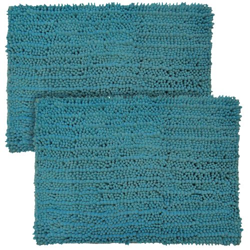 Elegant Bath Set of 2 Microfiber Bath Mat, Non slip Backing, Ultra Soft, Extremely absorbent and Fast Drying. Durable, Easy Cleaning, Machine Washable. 5 different colors. Turquoise, 17"x24"