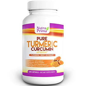 Pure Turmeric Curcumin 1300 mg with BioPerine® (Black Pepper Extract) 95% Curcuminoids, Anti-Inflammatory, Antioxidant Supplement Gluten Free, GMO Free 120 Vegetarian Capsules