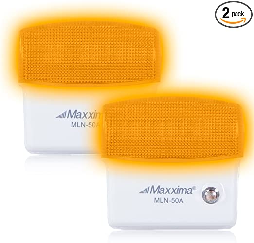 Maxxima MLN-50A Amber LED Night Light With Dusk to Dawn Sensor (Pack of 2)