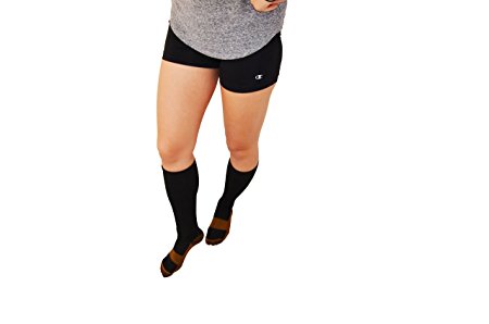 Copper Active Compression Socks - Premium Comfort - Boost Circulation & Reduce Swelling - Reduce Varicose Veins & Control Foot Odor - Anti-fatigue & Anti-microbial, 1 PAIR