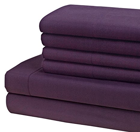 1800 Series Egyptian Collection Solid Microfiber 6 Piece Sheet Set (Queen, Eggplant)