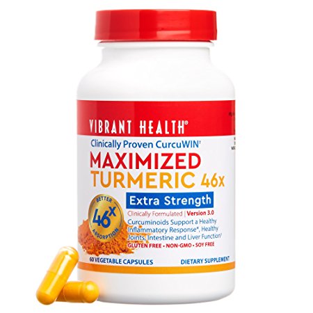 Vibrant Health - Maximized Turmeric 46x, High Antioxidant Turmeric, Supports Pain Management   Healthy brain function, 60 count