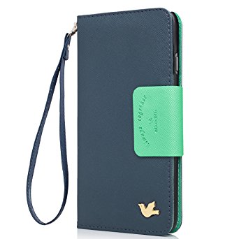 iPhone 7 Plus Case,(5.5) By HiLDA,Wallet Case,PU Leather Case,Credit Card Holder,Flip Cover Case [Blue]