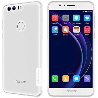 Huawei Honor 8 Case, SANMIN Ultra Slim Thin Soft Flexible Clear TPU Cover Case, Durable Transparent Anti Slipping, Integrated Dustproof Plugs for Huawei Honor 8 (2016) - Clear