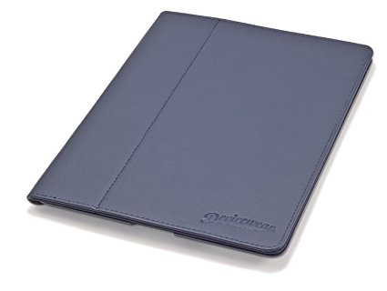 Slim iPad case: The Ridge by Devicewear - Blue Vegan Leather Magnetic iPad 2/3/4 Case with Six Position Flip Stand