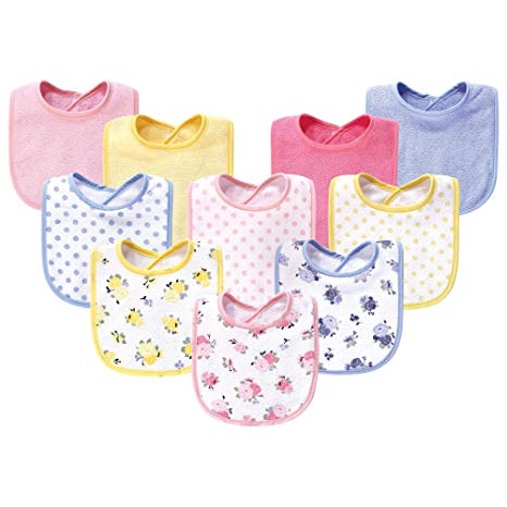 Luvable Friends Unisex Baby Drooler Bibs, Floral 10-Pack, One Size