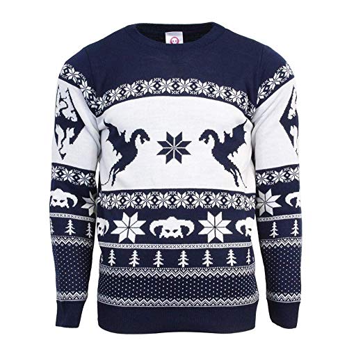 Official Skyrim Christmas Jumpers for Men Or Women – Ugly Novelty Gifts Xmas Jumper, Officially Licensed Bethesda Skyrim Unisex Knitted Sweater Design