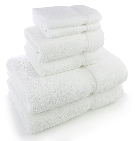 6 Piece Turkish Luxury 100% Genuine Turkish Cotton Towel Set (White) - Eco Friendly, 2 Bath Towels, 2 Hand Towels, 2 Wash Clothes by Turkish Towel