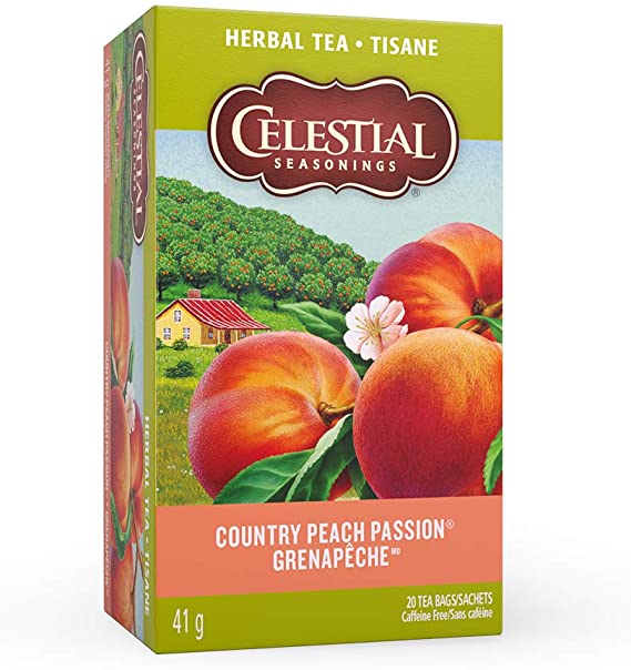 Celestial Seasonings Tea Country Peach Passion Herbal Tea, 20 Tea Bags per box, 1 box