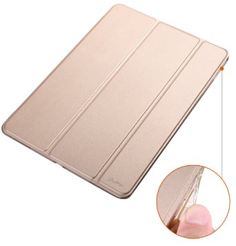 Dyasge Soft TPU Bumper Case with Stand for iPad Air 2 Tablet,Champagne Gold