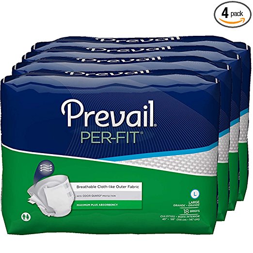 Prevail Per-Fit Maximum Absorbency Incontinence Briefs, Large, 18-Count