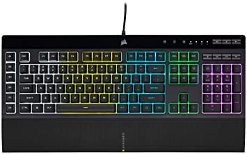 Corsair K55 RGB PRO - Dynamic RGB Backlighting Six Macro Keys Keyboard with Elgato Stream Deck Software Integration Detachable Palm Rest - Dedicated Media and Volume Keys